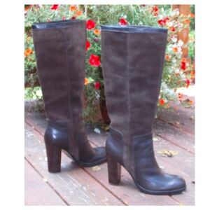 Nine West Emilio Brown Leather and Suede Boots Platform Size 10 - Worn 1 time